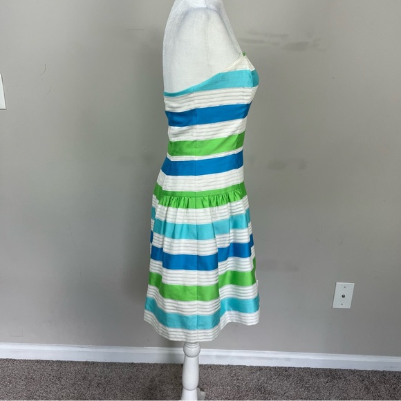 LILLY PULITZER JORDAN STRAPLESS STRIPED MINI DRESS SIZE 4 BLUE AND GREEN - Picture 13 of 16